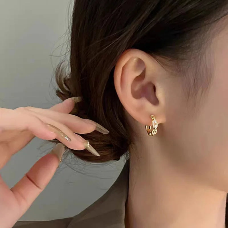 Brincos Femininos Entrelaçados em Ouro Genuíno 9999 24K